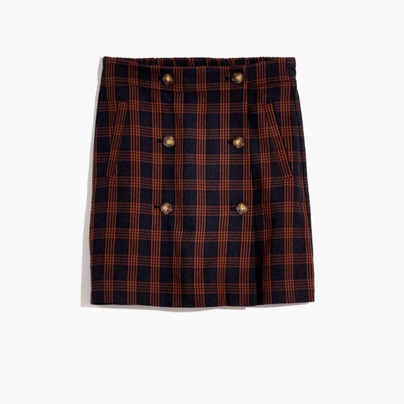 Madewell Plaid Double Breasted Mini Skirt Size Small - Picture 3 of 8